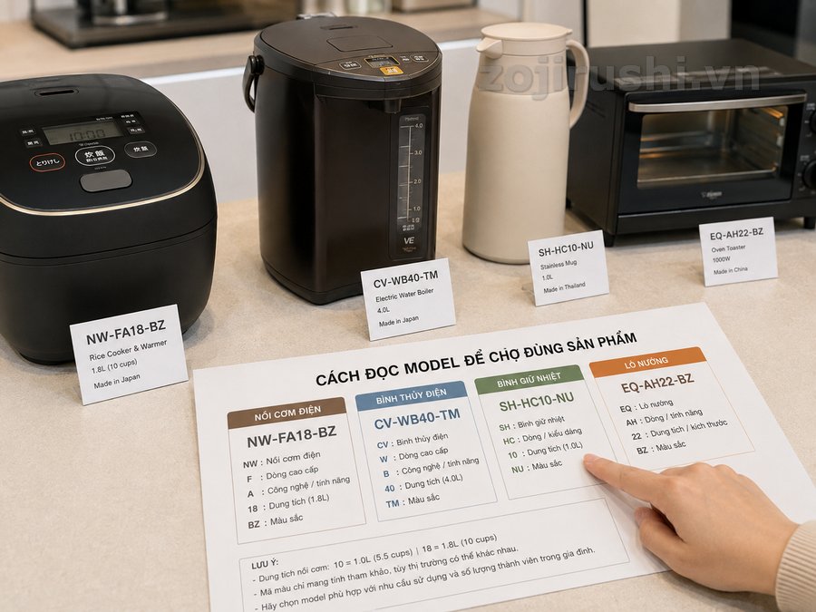 Cách đọc model Zojirushi để chọn đúng sản phẩm, đúng nhu cầu