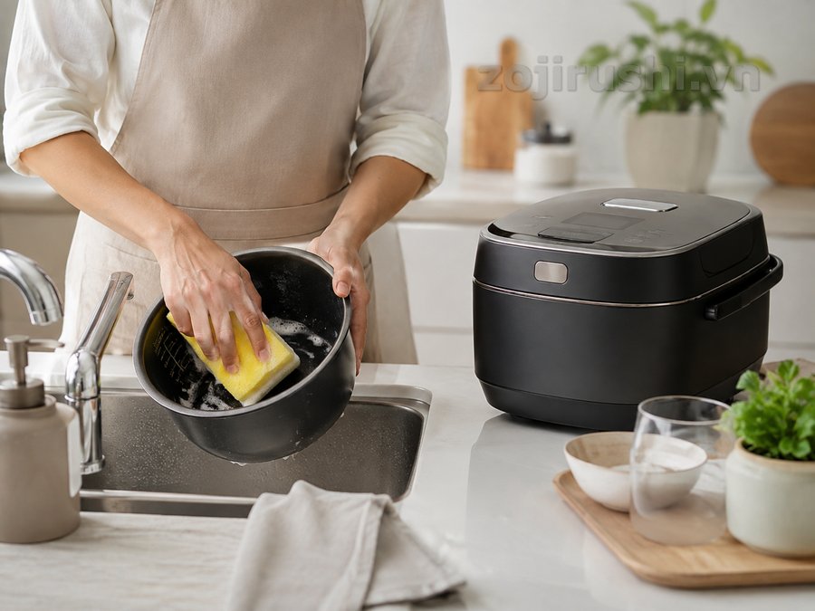 Cách vệ sinh nồi cơm điện Zojirushi đúng cách sau mỗi lần dùng 1 Cách vệ sinh nồi cơm điện Zojirushi đúng cách